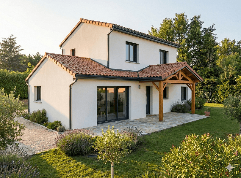 Maison familiale avec terrasse bois Maison familiale avec terrasse bois